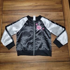 Total Girl B&W Full Zip Jacket w/ Embroidered Flowers - Size 6x Reg